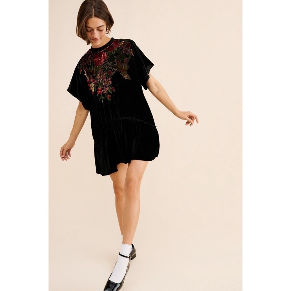 Free People Sweet Echoes Velvet Dress Large NWT No Liner Zip Back